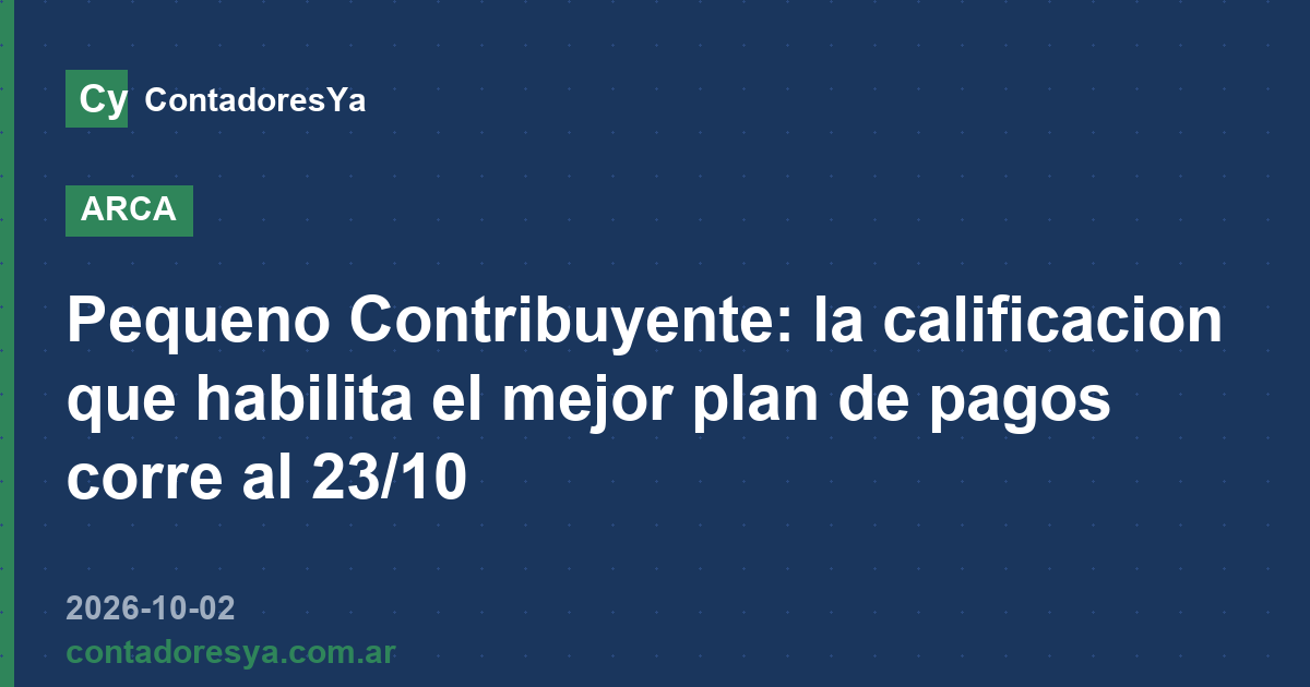 Pequeno Contribuyente: la calificacion que habilita el mejor plan de pagos corre al 23/10