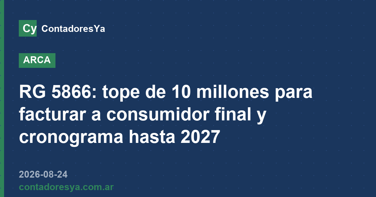 RG 5866: tope de 10 millones para facturar a consumidor final y cronograma hasta 2027
